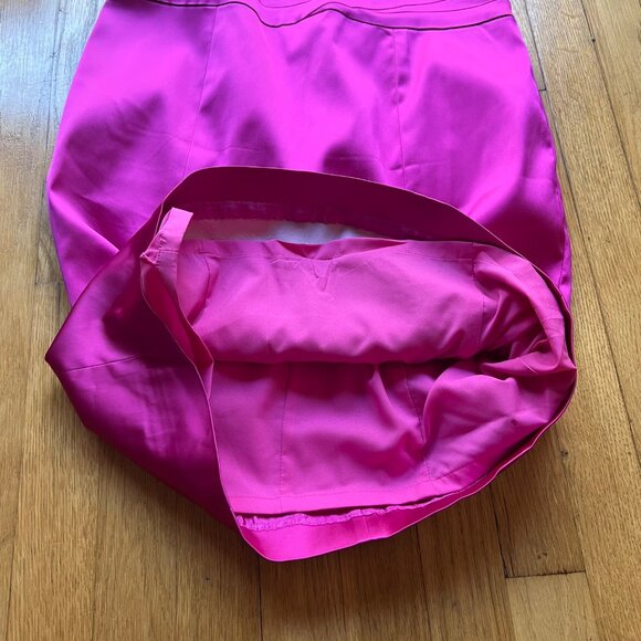 Kay Unger Size 8 Pink Satin Cap Sleeve Pleated Cocktail Sheath Dress - Picture 4 of 16